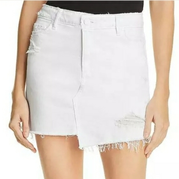 white ripped denim skirt